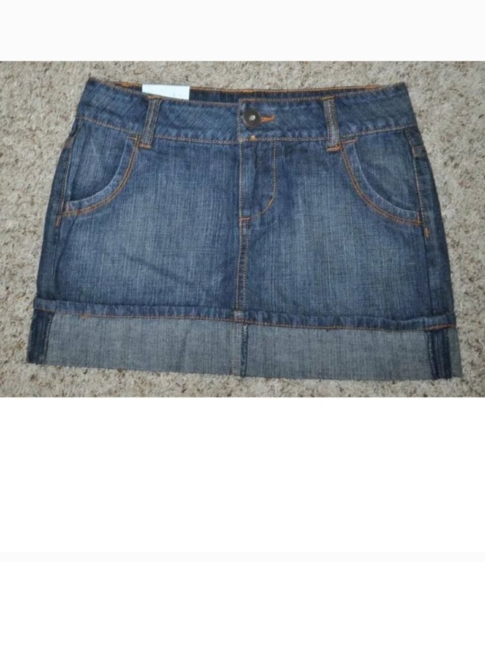 SO Denim Skirt Jr 5 Medium Blue Hemmed Jean Mini Faded Cotton Summer Teen Girls